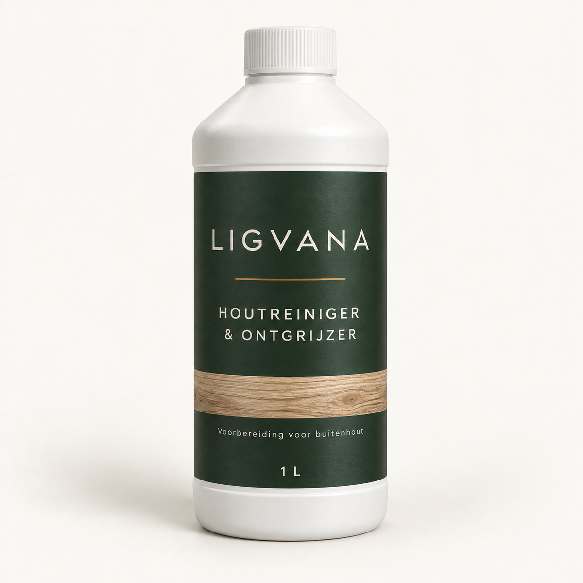 LIGVANA Houtreiniger & Ontgrijzer — ontwerp van een 1-literfles